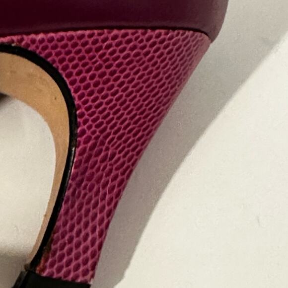 PHYLLIS POLAND 90’s DESIGNER BURGUNDY PINK PUMPS Stunning Snake Heels Edges 8B - Picture 8 of 14